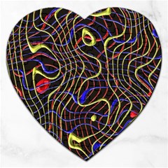 Ribbon Chaos 2 Black  Jigsaw Puzzle (heart) by ImpressiveMoments