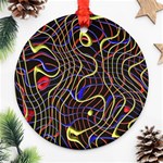 Ribbon Chaos 2 Black  Round Ornament (Two Sides)  Front