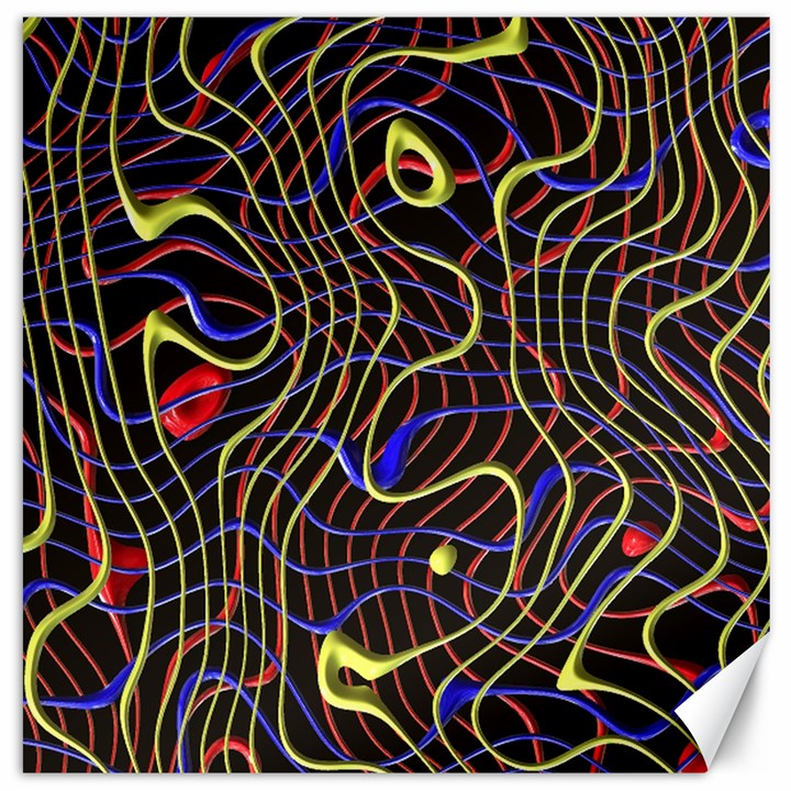 Ribbon Chaos 2 Black  Canvas 12  x 12  