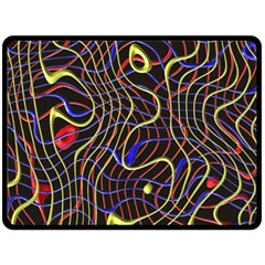 Ribbon Chaos 2 Black  Fleece Blanket (large) 