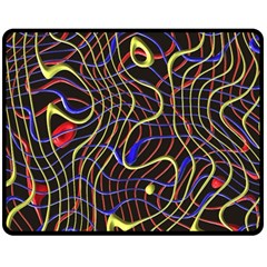 Ribbon Chaos 2 Black  Double Sided Fleece Blanket (medium)  by ImpressiveMoments