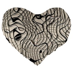 Ribbon Chaos 2  Large 19  Premium Flano Heart Shape Cushions