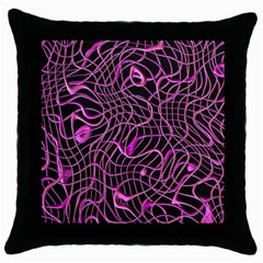 Ribbon Chaos 2 Pink Throw Pillow Cases (black)