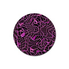 Ribbon Chaos 2 Pink Rubber Round Coaster (4 Pack) 