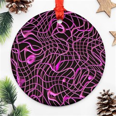 Ribbon Chaos 2 Pink Round Ornament (two Sides) 