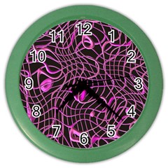 Ribbon Chaos 2 Pink Color Wall Clocks