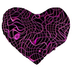 Ribbon Chaos 2 Pink Large 19  Premium Heart Shape Cushions