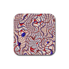 Ribbon Chaos 2 Red Blue Rubber Coaster (square) 