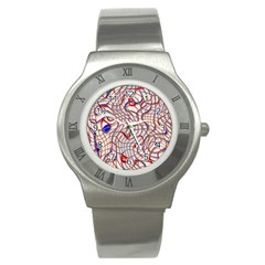 Ribbon Chaos 2 Red Blue Stainless Steel Watches by ImpressiveMoments