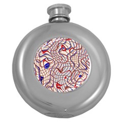 Ribbon Chaos 2 Red Blue Round Hip Flask (5 Oz) by ImpressiveMoments