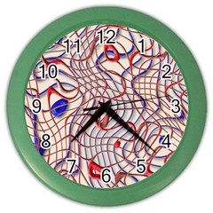 Ribbon Chaos 2 Red Blue Color Wall Clocks