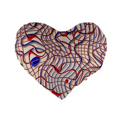 Ribbon Chaos 2 Red Blue Standard 16  Premium Heart Shape Cushions