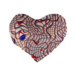 Ribbon Chaos 2 Red Blue Standard 16  Premium Flano Heart Shape Cushions Back