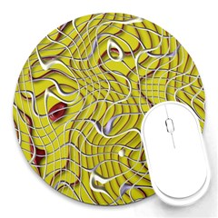 Ribbon Chaos 2 Yellow Round Mousepads