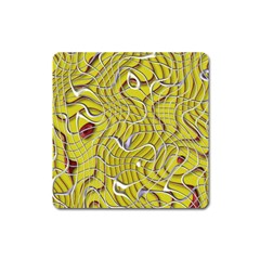 Ribbon Chaos 2 Yellow Square Magnet