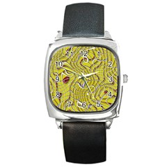 Ribbon Chaos 2 Yellow Square Metal Watches