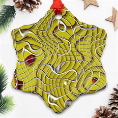 Ribbon Chaos 2 Yellow Snowflake Ornament (2-side) by ImpressiveMoments