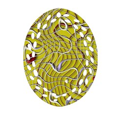 Ribbon Chaos 2 Yellow Oval Filigree Ornament (2-side) 