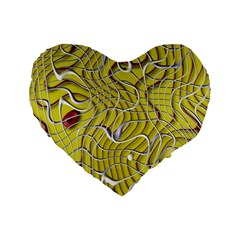 Ribbon Chaos 2 Yellow Standard 16  Premium Flano Heart Shape Cushions by ImpressiveMoments