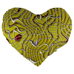 Ribbon Chaos 2 Yellow Large 19  Premium Flano Heart Shape Cushions