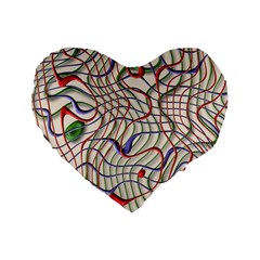 Ribbon Chaos 2 Standard 16  Premium Heart Shape Cushions by ImpressiveMoments