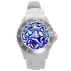 Ribbon Chaos Ocean Round Plastic Sport Watch (l)