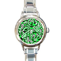 Ribbon Chaos Green Round Italian Charm Watches by ImpressiveMoments