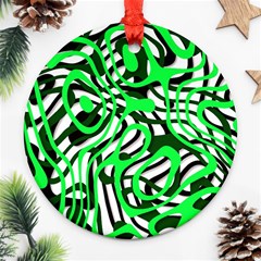 Ribbon Chaos Green Ornament (round) 