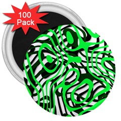 Ribbon Chaos Green 3  Magnets (100 Pack) by ImpressiveMoments