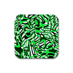 Ribbon Chaos Green Rubber Square Coaster (4 Pack) 