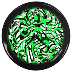 Ribbon Chaos Green Wall Clocks (black) by ImpressiveMoments