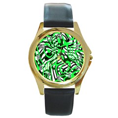 Ribbon Chaos Green Round Gold Metal Watches