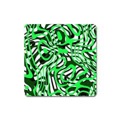 Ribbon Chaos Green Square Magnet