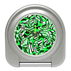 Ribbon Chaos Green Travel Alarm Clocks by ImpressiveMoments