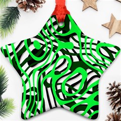 Ribbon Chaos Green Star Ornament (two Sides)  by ImpressiveMoments