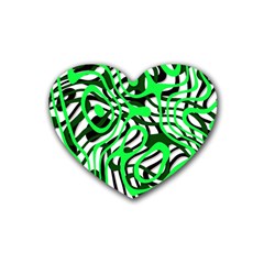 Ribbon Chaos Green Heart Coaster (4 Pack) 