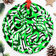 Ribbon Chaos Green Ornament (round Filigree)  by ImpressiveMoments