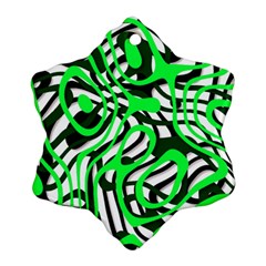 Ribbon Chaos Green Snowflake Ornament (2-side) by ImpressiveMoments