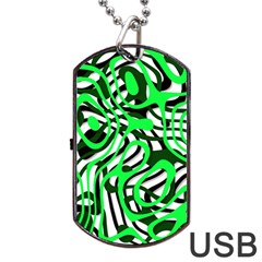 Ribbon Chaos Green Dog Tag Usb Flash (one Side)