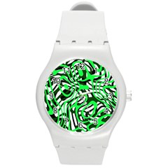 Ribbon Chaos Green Round Plastic Sport Watch (m)