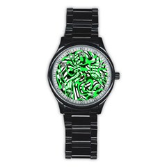 Ribbon Chaos Green Stainless Steel Round Watches