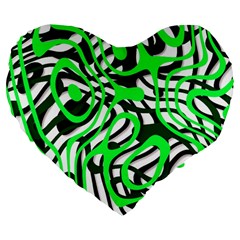 Ribbon Chaos Green Large 19  Premium Flano Heart Shape Cushions by ImpressiveMoments