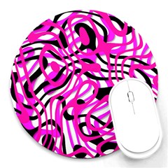 Ribbon Chaos Pink Round Mousepads