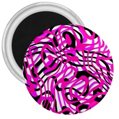 Ribbon Chaos Pink 3  Magnets