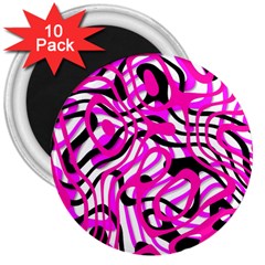 Ribbon Chaos Pink 3  Magnets (10 Pack) 