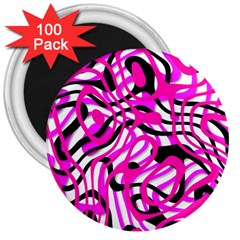 Ribbon Chaos Pink 3  Magnets (100 Pack)