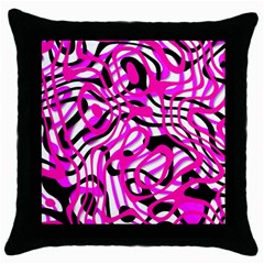 Ribbon Chaos Pink Throw Pillow Cases (black)