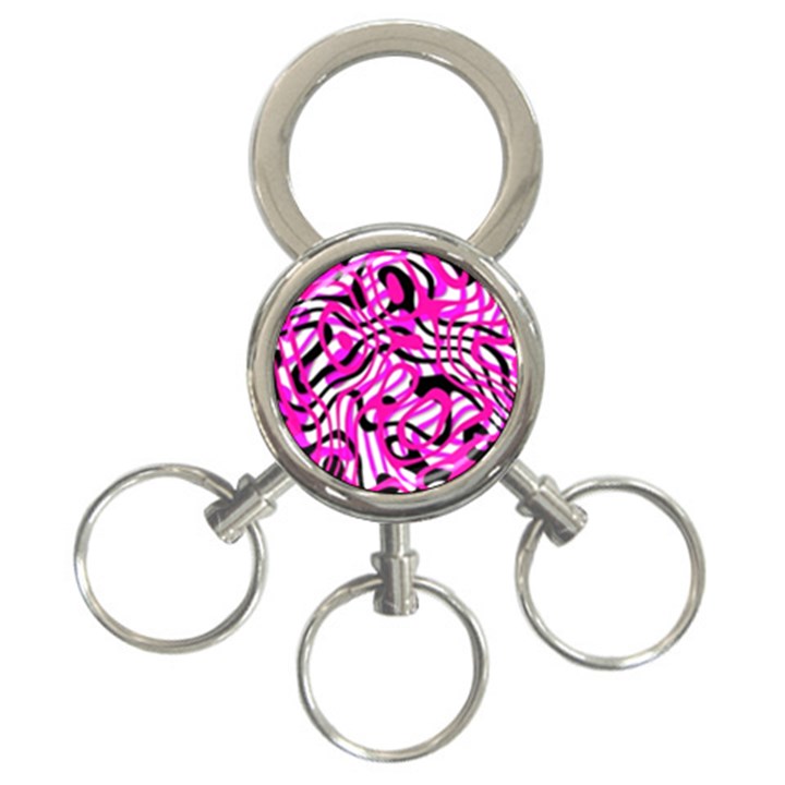 Ribbon Chaos Pink 3-Ring Key Chains