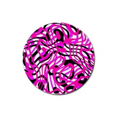 Ribbon Chaos Pink Rubber Coaster (Round) 