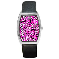 Ribbon Chaos Pink Barrel Metal Watches